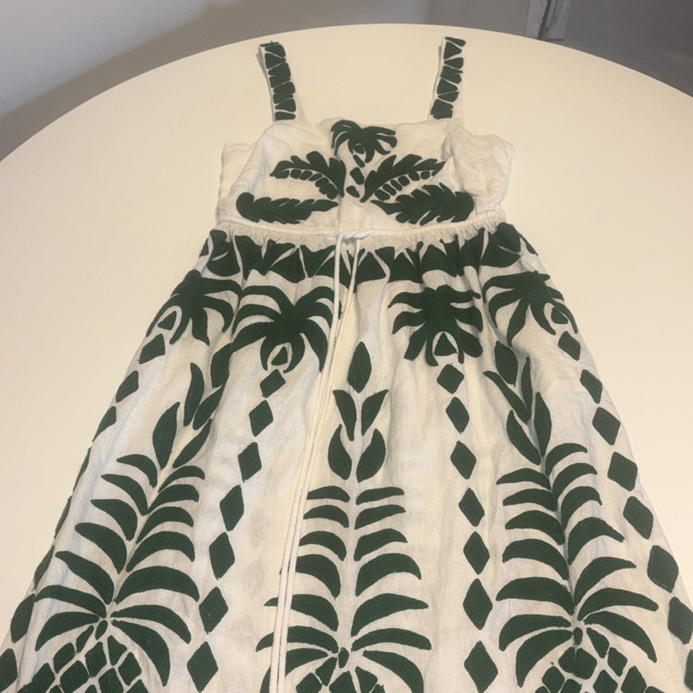 Farm Rio for Anthropologie Sleeveless Leaf Embroidered Patchwork Midi Dress - Picture 3 of 15